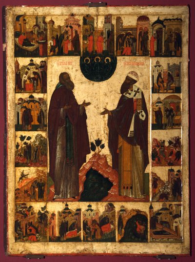 Svatý Cyril od Bílého jezera a svatý Cyril Alexandrijský, druhá polovina 16. stol. od Anonymous Russian icon painter