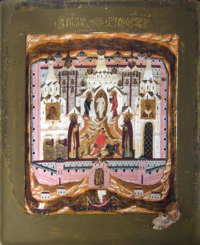 Svatí Zosima a Savvati ze Solovek, počátek 17. století. od Anonymous Russian icon painter