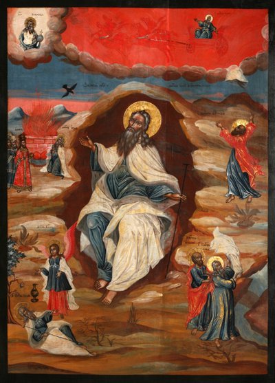 Prorok Eliáš v poušti, konec 18. století. od Anonymous Russian icon painter