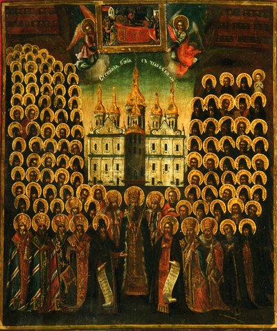 Synaxis svatých Kyjevských jeskyní, druhá polovina 18. století. od Anonymous Russian icon painter