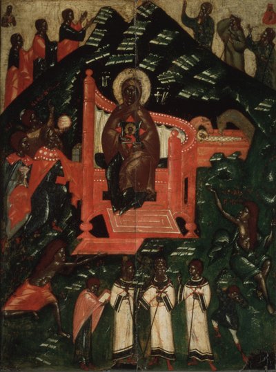 Synaxis of the Virgin, konec 14. století. od Anonymous Russian icon painter