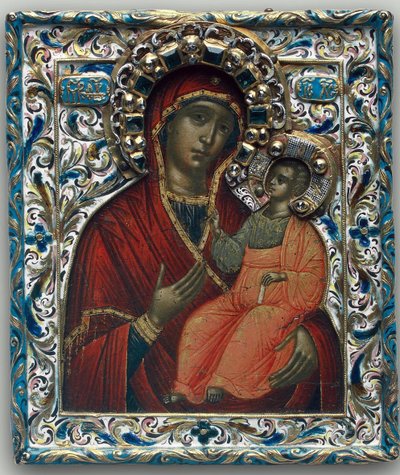 Theotokos of Tikhvin, konec 17. století od Anonymous Russian icon painter