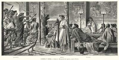 Banket Agathonu, starověké Řecko, podle Platóna (litho) od Anselm Feuerbach
