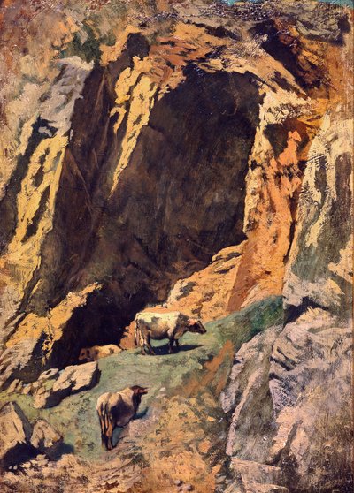 Skalní štěrbina s krávami od Anselm Feuerbach