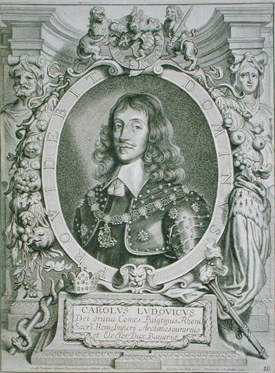Charles Louis (1617-80) kurfiřt Palatina, z „Portraits des Hommes Illustres“, ryl Petrus de Iode, publikoval 1706 (rytina) od Anselmus van (after) Hulle