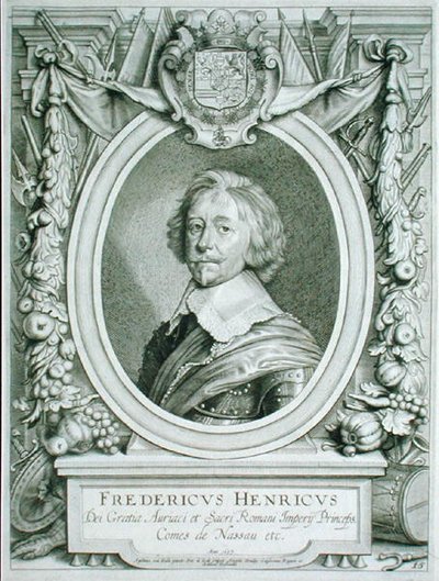 Frederick Henry (1584-1647) hrabě z Nassau-Dillenburg, z „Portraits des Hommes Illustres“, vydáno 1706 (rytina) od Anselmus van (after) Hulle