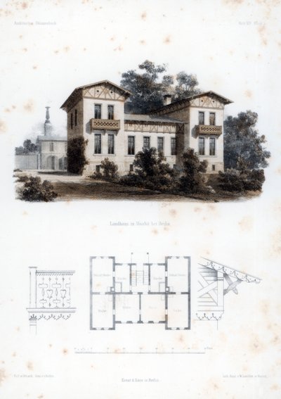 Design pro venkovský dům v Moabit, poblíž Berlína, Německo, c1850. od Anst von W Loeillot