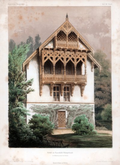 Štít na obytném domě, Schonhausen, poblíž Berlína, Německo, c1850 od Anst von W Loeillot