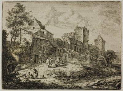 Dvorek před hostincem, z knihy Dvanáct krajin od Anthonie Waterloo