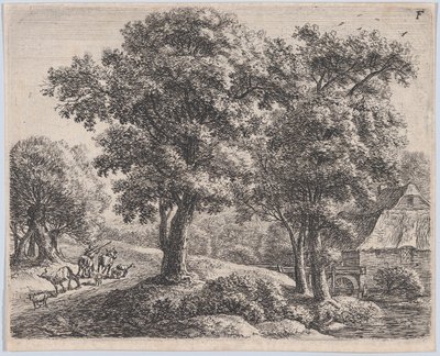 Pastevec a mlýn, 17. století. od Anthonie Waterloo