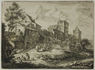 Dvorek před hostincem, z knihy Dvanáct krajin od Anthonie Waterloo