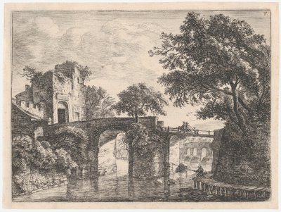 Dva kamenné mosty, 17. století. od Anthonie Waterloo