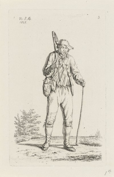 Farmář z Arden s motykou Farmáři a farmářky ze Spojeného království Nizozemska (název série) od Anthonie Willem Hendrik Nolthenius de Man