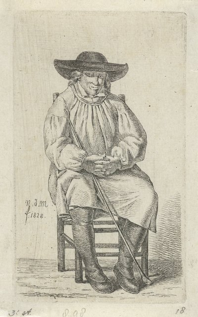 Sedící muž s holí 12 studijních figurek (název série) od Anthonie Willem Hendrik Nolthenius de Man