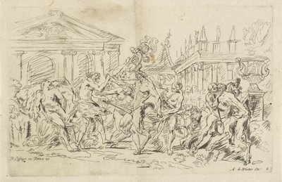 Satyr s tančícími nymfami Bacchanals (název série) od Anthonie de Winter