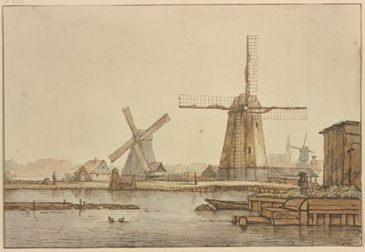 Tři větrné mlýny u Amsterodamu od Anthonie van Borssom