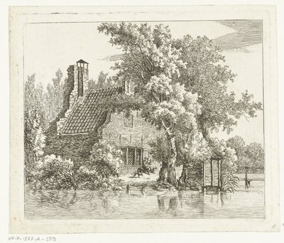 Kouřící muž na lavičce před ruinami domu Snaatburg v Maarssenu od Anthonie van den Bos