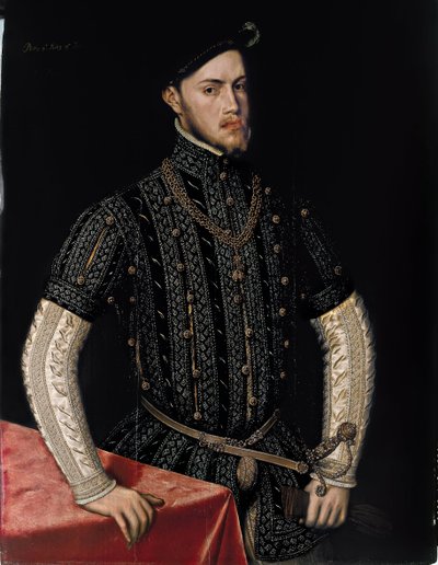 Portrét Filipa II. (1527-1598), krále Španělska a Portugalska - Obraz Antonise (Anthonis) Mor (asi 1517-1577), olej na dřevě (107,5x83,3 cm), asi 1550 - Portrét Filipa II., král Španělska a Portugalska, Olej na dřevě od Antonise Mora, cca 1550 - Pr od Anthonis van Dashorst Mor