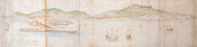 Dover z moře, polovina 16. století od Anthonis van den Wyngaerde