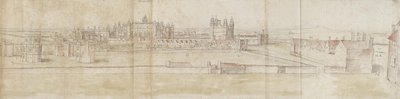 Palác Hampton Court od severu (pero a hnědý inkoust a akvarel přes slabé náznaky černou křídou) od Anthonis van den Wyngaerde