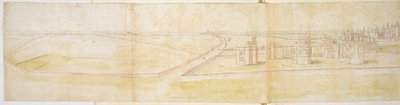Hampton Court Palace ze severu, cca 1544 (pero, inkoust a wc na papíře) od Anthonis van den Wyngaerde