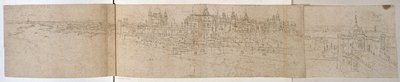 Hampton Court Palace from the River, c.1544 (pero a inkoust na papíře) od Anthonis van den Wyngaerde