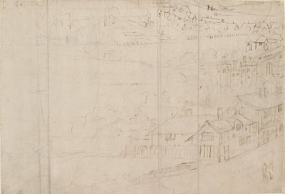 Panorama Londýna při pohledu z Southwark: Bankside, 1554 od Anthonis van den Wyngaerde