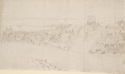 Panorama Londýna při pohledu ze Southwarku: Durham House až Barnard