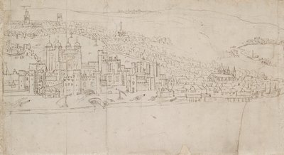 Panorama Londýna při pohledu ze Southwarku: The Tower, 1554 od Anthonis van den Wyngaerde