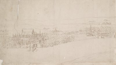 Panorama Londýna při pohledu ze Southwarku: Westminster, 1554 od Anthonis van den Wyngaerde