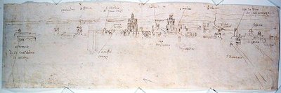 Studie Valencie (pero a tuš na papíře) od Anthonis van den Wyngaerde