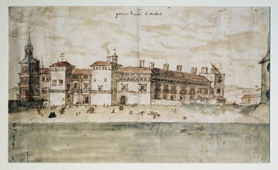 Madridský Alcazar od Anthonis van den Wyngaerde