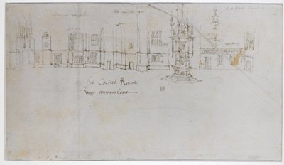 The Fountain Court, Hampton Court Palace, c.1544 (pero a inkoust a tužka na papíře) od Anthonis van den Wyngaerde