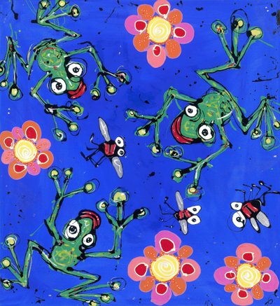 Frog Wallpaper, 2008 (smaltované akrylové zipy na plátně) od Anthony Breslin