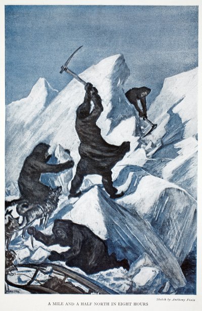 Míle a půl severu za osm hodin, hospoda. Londýn 1907 (barevné lito) od Anthony Fiala