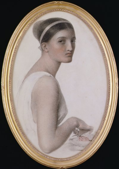 Ideální hlava (tužka a křída na papíře) od Anthony Frederick Augustus Sandys