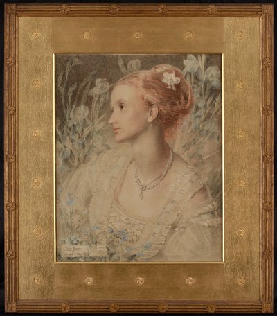 Clara Flower (barevné křídy na krémovém papíře) od Anthony Frederick Augustus Sandys