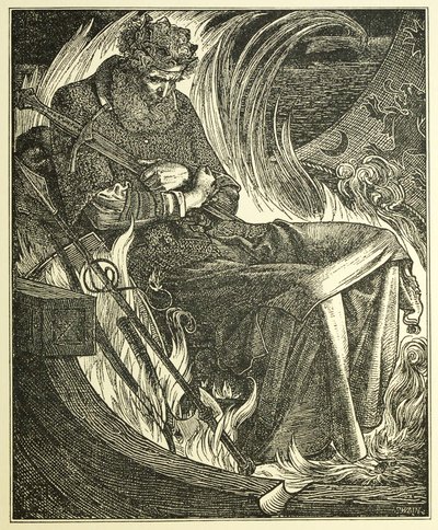 Smrt krále Warwulfa, hospoda. 1915 (rytina) od Anthony Frederick Augustus Sandys