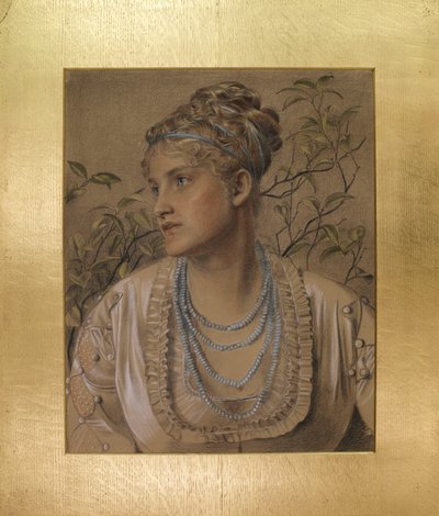 Mary Sandys (1845-1920), kolem 1871-73 (barevné křídy na lesklém papíře) od Anthony Frederick Augustus Sandys