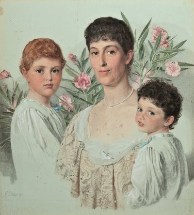 Portrét matky a jejích dvou dětí od Anthony Frederick Augustus Sandys