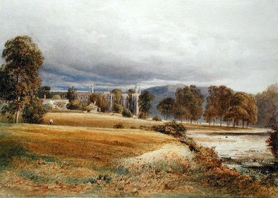 Bolton Abbey z River Wharfe, South View, cca 1825 (akvarel na papíře) od Anthony Vandyke Copley Fielding
