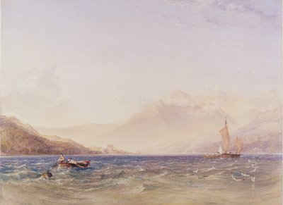 Hlava jezera Loch Fyne, s hradem Dindarra, 1850 (wc, barva karoserie přes grafit na papíře) od Anthony Vandyke Copley Fielding