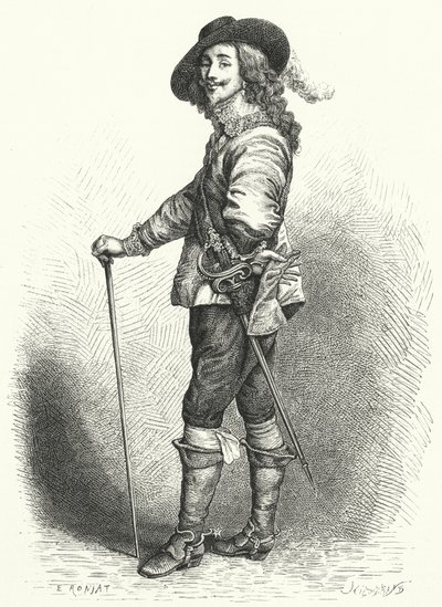 Karel I., král Anglie, Skotska a Irska (rytina) od Anthony van (after) Dyck