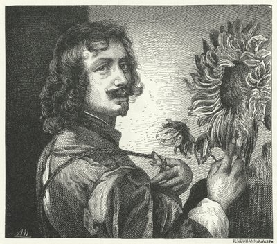 Autoportrét vlámského barokního umělce Anthonyho Van Dycka (rytina) od Anthony van (after) Dyck