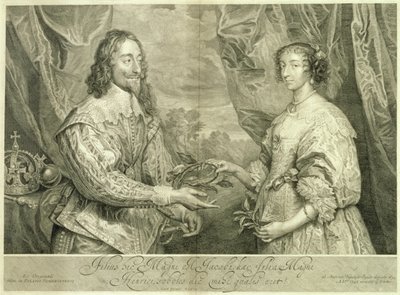 Karel I. (1600-49) a Henrietta Maria (1609-69) vyryl George Vertue (1684-1756) podle obrazu z let 1634, 1742 od Anthony van Dyck