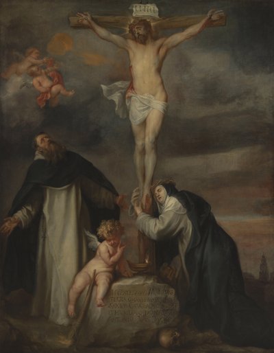 Kristus na kříži se svatou Kateřinou Sienskou, svatým Dominikem a andělem od Anthony van Dyck
