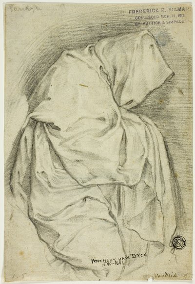 Postava v roušce s kapucí (recto); dvě skici labutí ve vodě (verso) od Anthony van Dyck