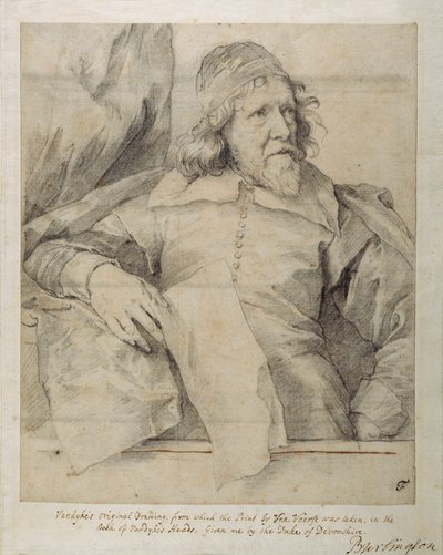 Inigo Jones (černá křída na papíře) od Anthony van Dyck