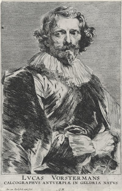 Lucas Vosterman, 1628-1632 (lept na položený papír s rytinou) od Anthony van Dyck