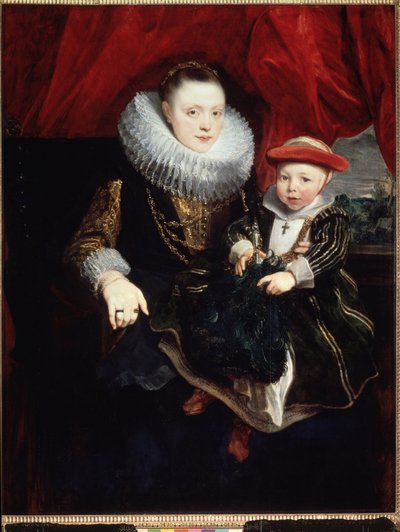 "Portrét mladé ženy s dítětem" (nese jahodu) Obraz Sir Anthonis (Anton nebo Antoon) van Dyck (1599-1641) 1618 Rozměr 131x102 cm Muzeum Ermitáže, Petrohrad (Saint-Petersburg) od Anthony van Dyck